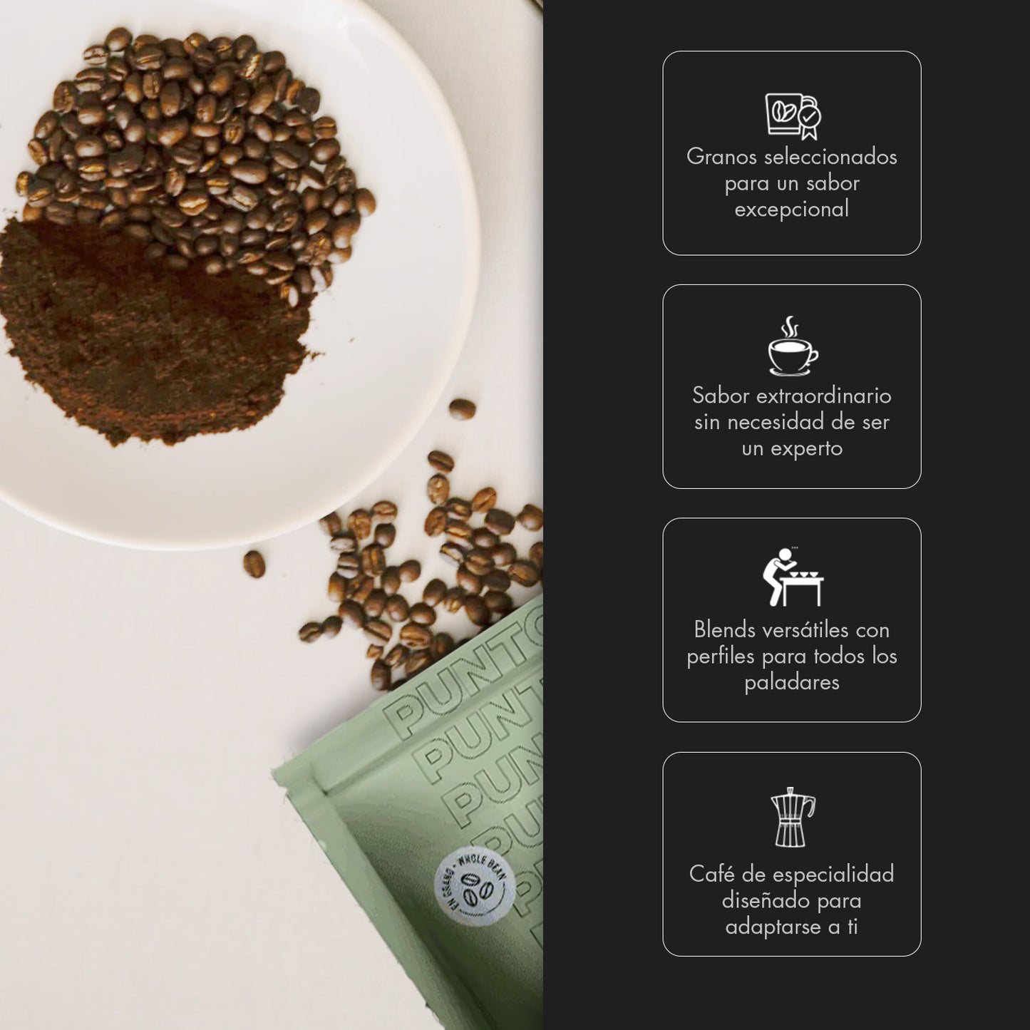 Café en Grano Blend Américas & Etiopía 250g | Punto – Fusión de Sabores Únicos