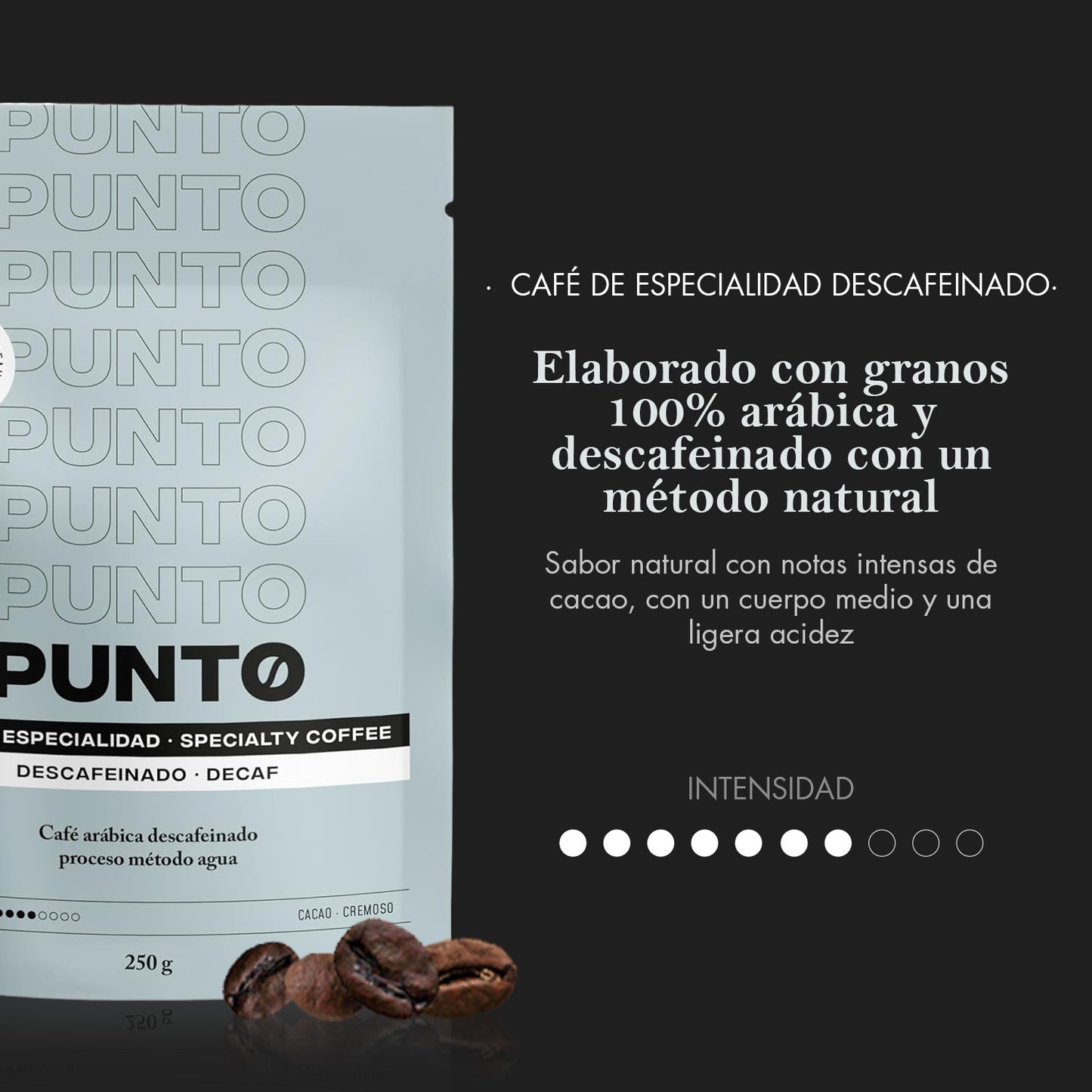 Café en Grano Descafeinado 250g | Punto – Sabor Natural Sin Cafeína