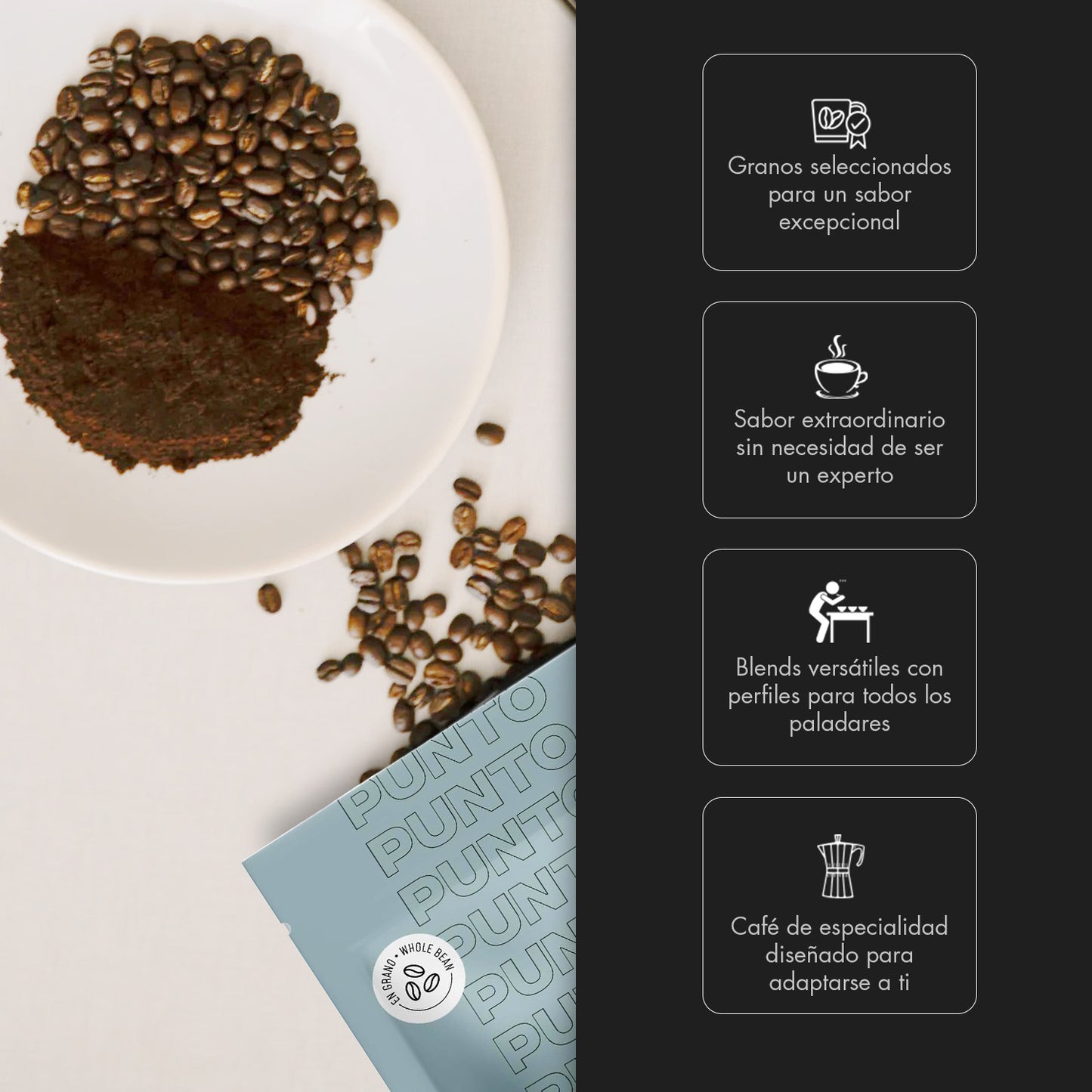 Café en Grano Descafeinado 250g | Punto – Sabor Natural Sin Cafeína