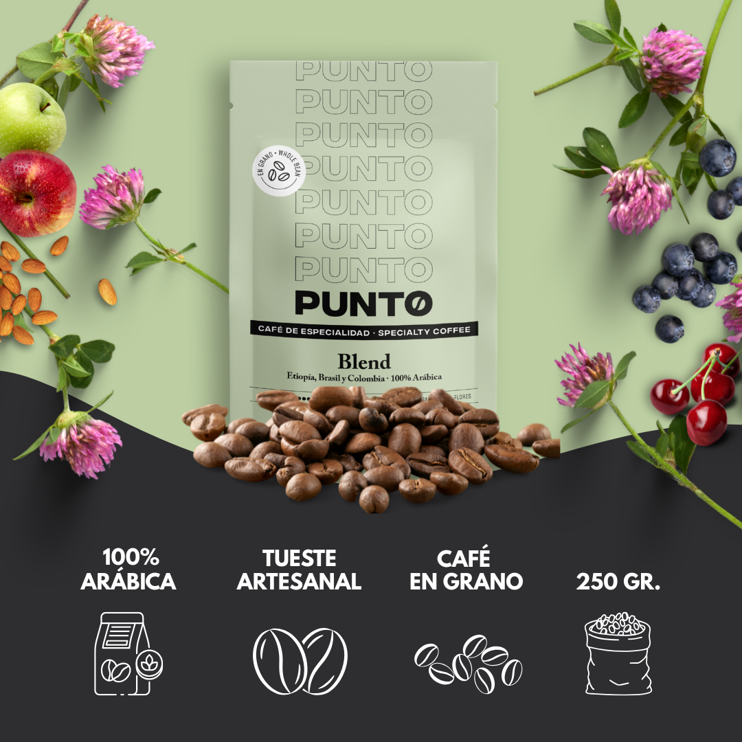 Café en Grano Blend Américas & Etiopía 250g | Punto – Fusión de Sabores Únicos